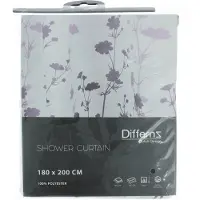 Differnz Douchegordijn Folia †“ 180 x 200 cm †“ Verzwaard †“ 100% Polyester †“ Wit/Violet