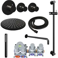 Brauer Black Edition complete inbouw regendouche met staafhanddouche, gebogen wandarm, glijstang en hoofddouche 30cm set 16 zwart mat