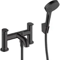 Hansgrohe Badrandmengkraan met stopkraan en handdouche vernis blend 2-gats mat zwart
