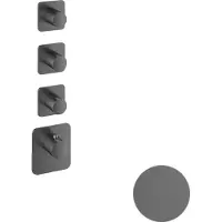 Hotbath Thermostaat gal high flow met 3 stopkranen geborsteld gunmetal pvd