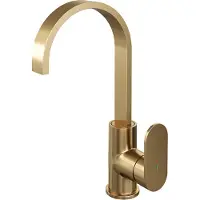 Brauer Gold Edition hoge opbouw wastafelmengkraan met draaibare platte uitloop model C goud geborsteld PVD