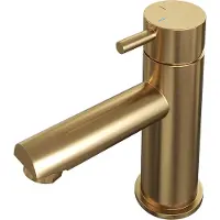 Brauer Wastafelmengkraan gold edition coldstart opbouw laag korte ronde hendel geborsteld goud pvd