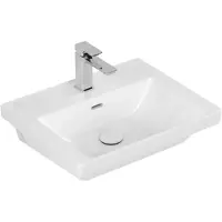 Villeroy & Boch Wastafel subway 3.0 met ceramicplus 1 kraangat met overloop 55x44x16.5 cm wit alpin