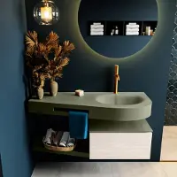 Mondiaz Riva badmeubel 120cm Underlayment met 1 lade en wastafel rechts 1 kraangat Army