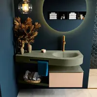 Mondiaz Riva badmeubel 120cm Rosee met 1 lade en wastafel rechts 1 kraangat Army