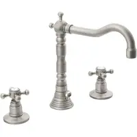 Sapho Wastafelmengkraan Retro 3-gats Antea 2-knop Uitloop Gebogen 17.5 cm Nikkel (incl. waste)