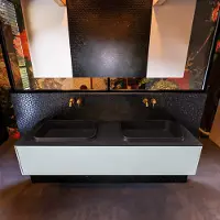 Mondiaz Badkamermeubelset Erin 150 cm met 1 Lade met RIDGE Wastafel Dubbel Urban Zonder Kraangaten Greeploos Mat Clay