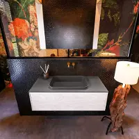 Mondiaz Erin 100cm badmeubel Underlayment met 1 lade en donkergrijze wastafel midden zonder kraangaten