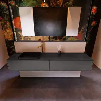 Mondiaz Badkamermeubelset Erin 200 cm met 2 Lades met RIDGE Wastafel Links Urban met 1 kraangat Greeploos Mat Dark Grey