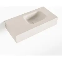 Mondiaz LEX Linen vrijhangende solid surface wastafel 60cm. Positie wasbak rechts
