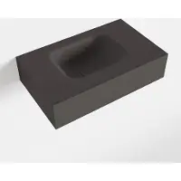 Mondiaz LEX Dark_grey vrijhangende solid surface wastafel 50cm. Positie wasbak links
