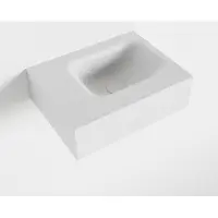 Mondiaz LEX Talc vrijhangende solid surface wastafel 40cm. Positie wasbak rechts