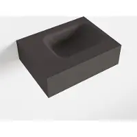 Mondiaz LEX Dark_grey vrijhangende solid surface wastafel 40cm. Positie wasbak rechts