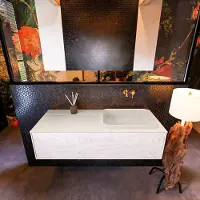 Mondiaz Badkamermeubelset Erin 120 cm met 1 Lade met RIDGE Wastafel Rechts Linen Zonder Kraangaten Greeploos Mat Underlayment