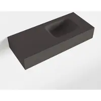 Mondiaz LEX Dark_grey vrijhangende solid surface wastafel 70cm. Positie wasbak rechts