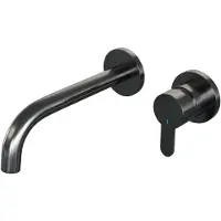 Brauer Gunmetal Edition inbouw wastafelmengkraan met gebogen uitloop en rozetten model D1 gunmetal geborsteld PVD