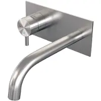 Brauer Brushed Edition inbouw wastafelmengkraan met gebogen uitloop en afdekplaat model B2 RVS geborsteld PVD