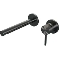 Brauer Inbouw wastafelmengkraan gunmetal carving coldstart rechte uitloop ronde hendel rechts geborsteld gunmetal met rozetten