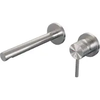 Brauer Brushed Carving inbouw wastafelmengkraan met rechte uitloop en afdekplaat model A1 RVS geborsteld PVD