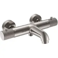Wiesbaden Ribbd thermostatische badmengkraan hartafstand 15 cm geborsteld staal