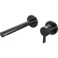Brauer Inbouw wastafelmengkraan gunmetal edition coldstart rechte uitloop halfronde hendel rechts geborsteld gunmetal pvd met rozetten