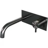 Brauer Gunmetal Edition inbouw wastafelmengkraan met gebogen uitloop en afdekplaat model B1 gunmetal geborsteld PVD