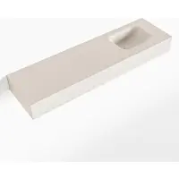 Mondiaz LEX Linen vrijhangende solid surface wastafel 110cm. Positie wasbak rechts