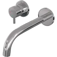 Brauer Inbouw wastafelmengkraan chrome edition coldstart gebogen uitloop korte ronde hendel links chroom met rozetten
