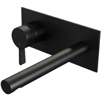Brauer Edition Inbouw Wastafelkraan - Rechte Uitloop - Achterplaat - Hendel 2 Links - Mat Zwart - Messing - Kranen, Wastafelkranen, Inbouw