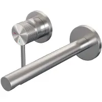 Brauer Brushed Carving inbouw wastafelmengkraan met rechte uitloop en rozetten model A2 RVS geborsteld PVD