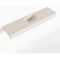 Mondiaz LEX Linen vrijhangende solid surface wastafel 120cm. Positie wasbak midden