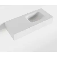 Mondiaz LEX Talc vrijhangende solid surface wastafel 70cm. Positie wasbak rechts