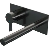 Brauer Gunmetal Edition inbouw wastafelmengkraan met rechte uitloop en afdekplaat model E2 gunmetal geborsteld PVD