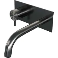 Brauer Gunmetal Edition inbouw wastafelmengkraan met gebogen uitloop en afdekplaat model B2 gunmetal geborsteld PVD