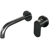 Brauer Edition Inbouw Wastafelkraan - Gebogen Uitloop - Rozetten - Hendel 3 Rechts - Geborsteld Gunmetal PVD - Messing - Kranen, Wastafelkranen,