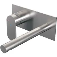 Brauer Brushed Edition inbouw wastafelmengkraan met rechte uitloop en afdekplaat model C2 RVS geborsteld PVD