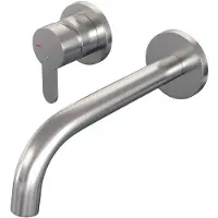 Brauer Brushed Edition inbouw wastafelmengkraan met gebogen uitloop en rozetten model D2 RVS geborsteld PVD