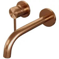 Brauer Inbouw wastafelmengkraan copper edition coldstart gebogen uitloop ronde hendel links geborsteld koper pvd met rozetten