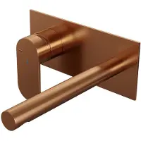 Brauer Inbouw wastafelmengkraan copper edition coldstart rechte uitloop platte hendel links geborsteld koper pvd met afdekplaat