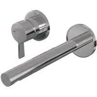 Brauer Inbouw wastafelmengkraan chrome edition coldstart rechte uitloop halfronde hendel links chroom met rozetten