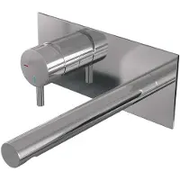 Brauer Inbouw wastafelmengkraan chrome edition coldstart rechte uitloop korte ronde hendel links chroom met afdekplaat