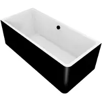 Polysan Marlene Curve L MONOLITH rechthoekig bad 195x85x63cm, wit/zwart