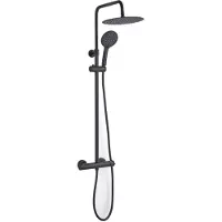 Van Marcke GO Cocoon opbouw regendoucheset – thermostatisch – Ø25 cm hoofddouche – handdouche – 134 cm hoog – zwart mat 20052579