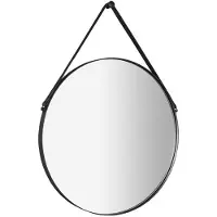 Sapho Badkamerspiegel orbiter rond met leren band 50 cm zwart