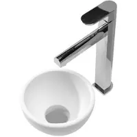 Boss & Wessing Bws opzetfontein solid surface rond 20x20x11 cm mat wit
