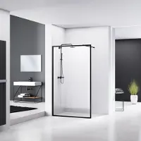 Van Rijn Inloopdouche ST04 Met Stabilisatiestang 100x200 cm 8 mm Helder Glas Zwart