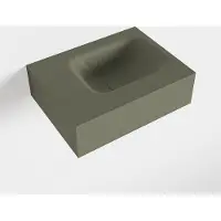 Mondiaz LEX Army vrijhangende solid surface wastafel 40cm. Positie wasbak rechts
