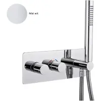 Sanimex Inbouw Douchekraan Giulini Thermostatisch 1-Uitgang Rechthoekig Incl. Handdouche En BOX Inbouwdeel Mat Wit
