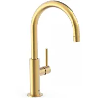 Tres Wastafelmengkraan study exclusive 32,4 cm met hendel uitloop gebogen rond mat goud