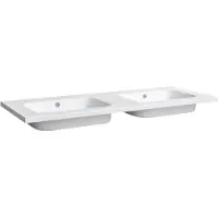 Sanilux Wastafel classic 120x47x3 cm mineraalmarmer mat wit dubbel